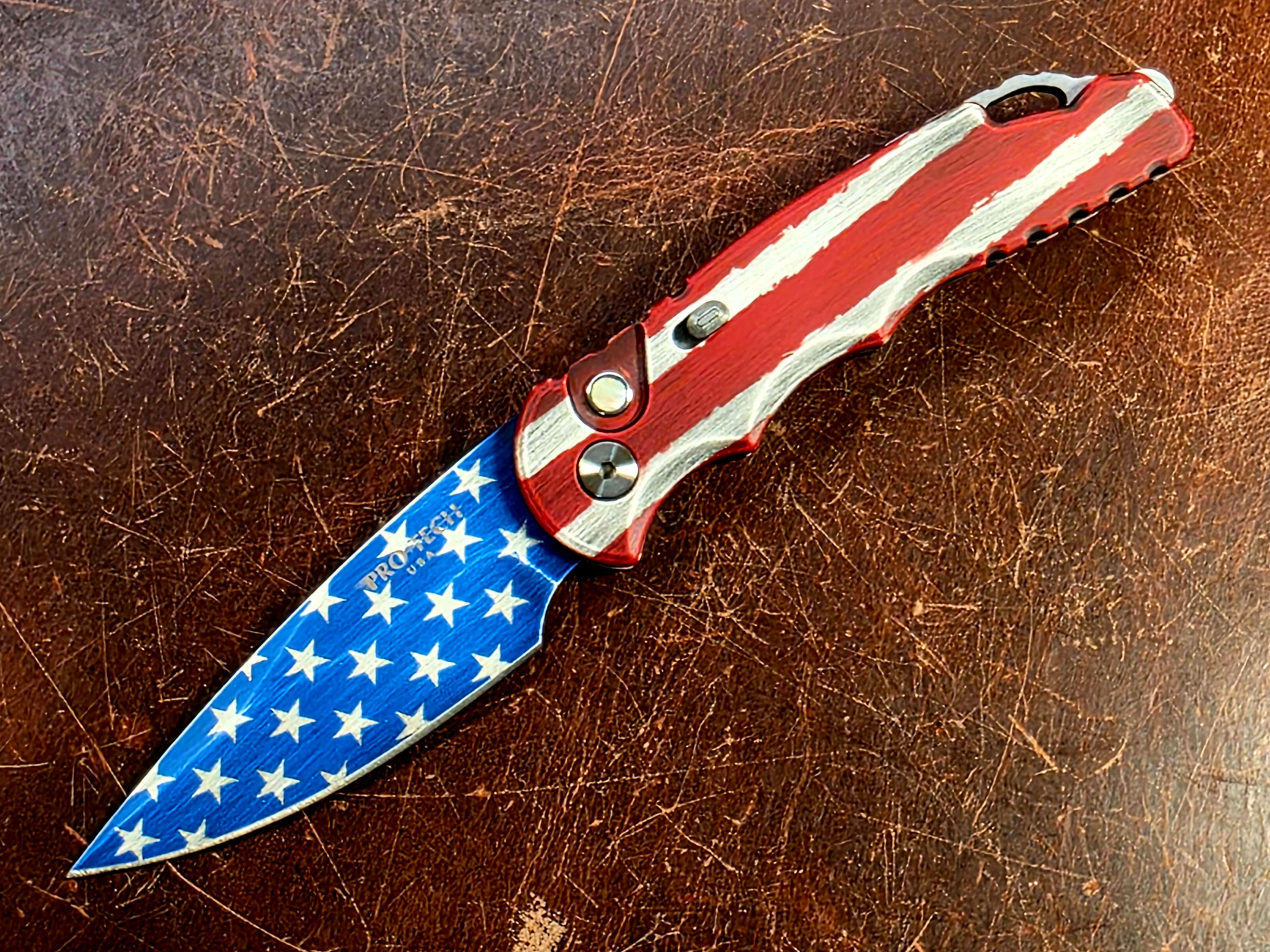 Pro-Tech Knives - TR5 T501-Patriot - USA Flag Cerakote S35VN Serial #126 of 175