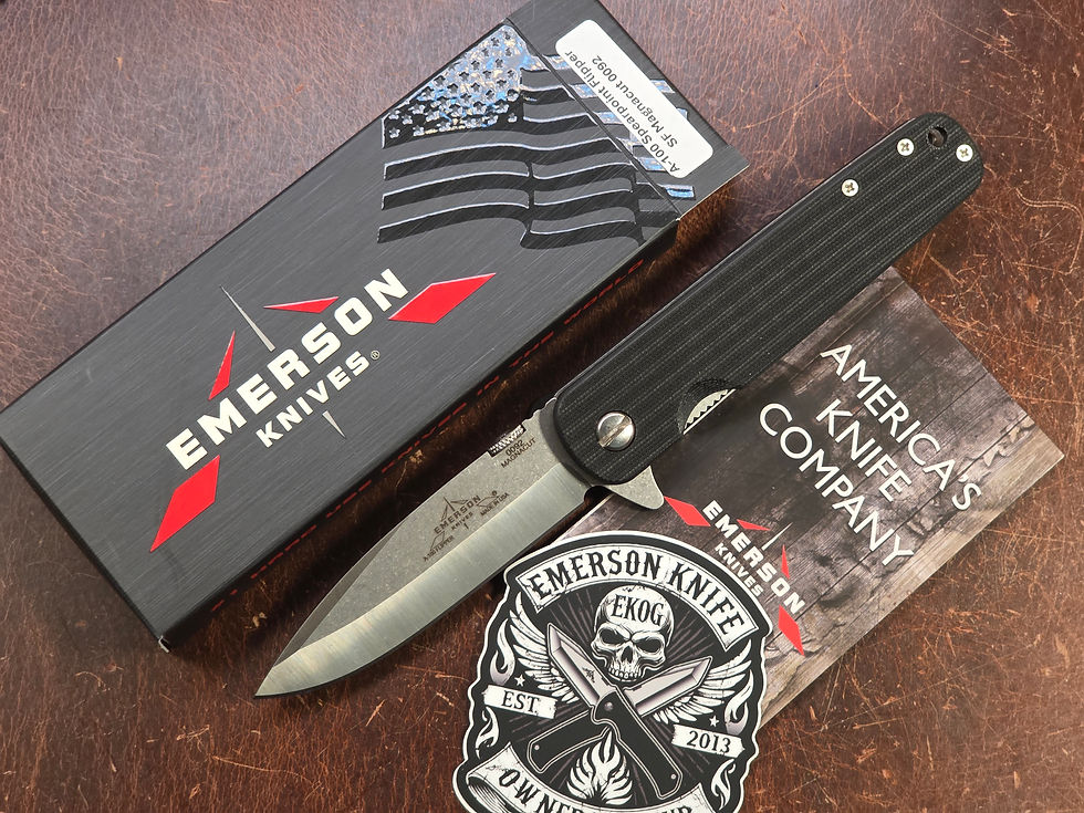 Thumbnail: Emerson A-100 Flipper SF - Black G10 - MagnaCut Spear Point #0092
