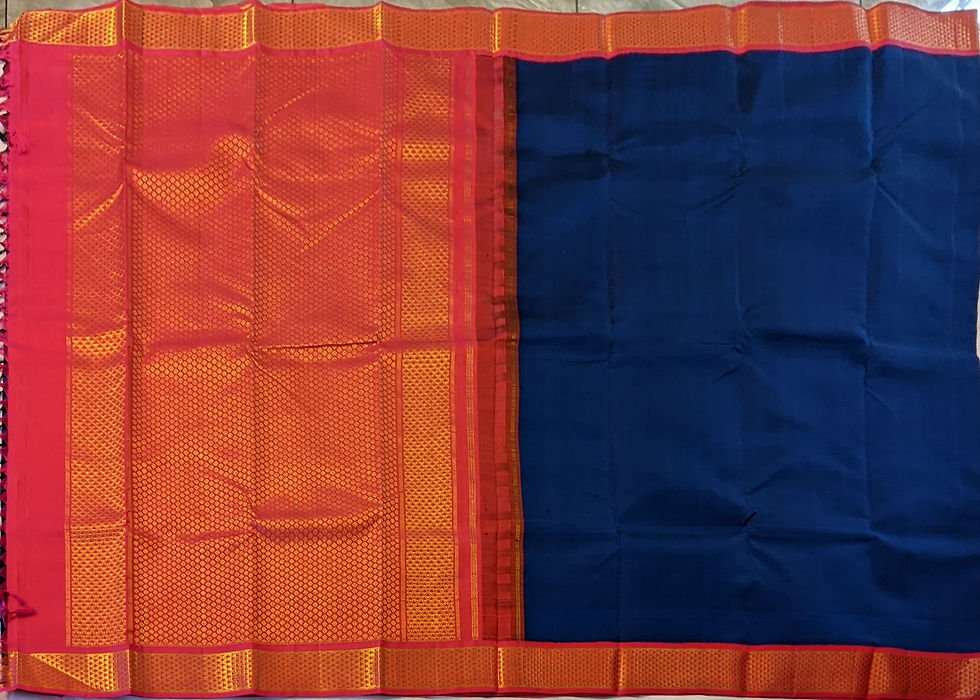 Thumbnail: Midnight Blue and Pink Korvai Saree with Araimadam Border