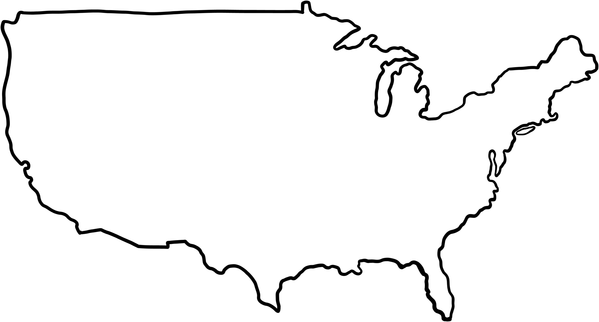 Outline of shape of USA