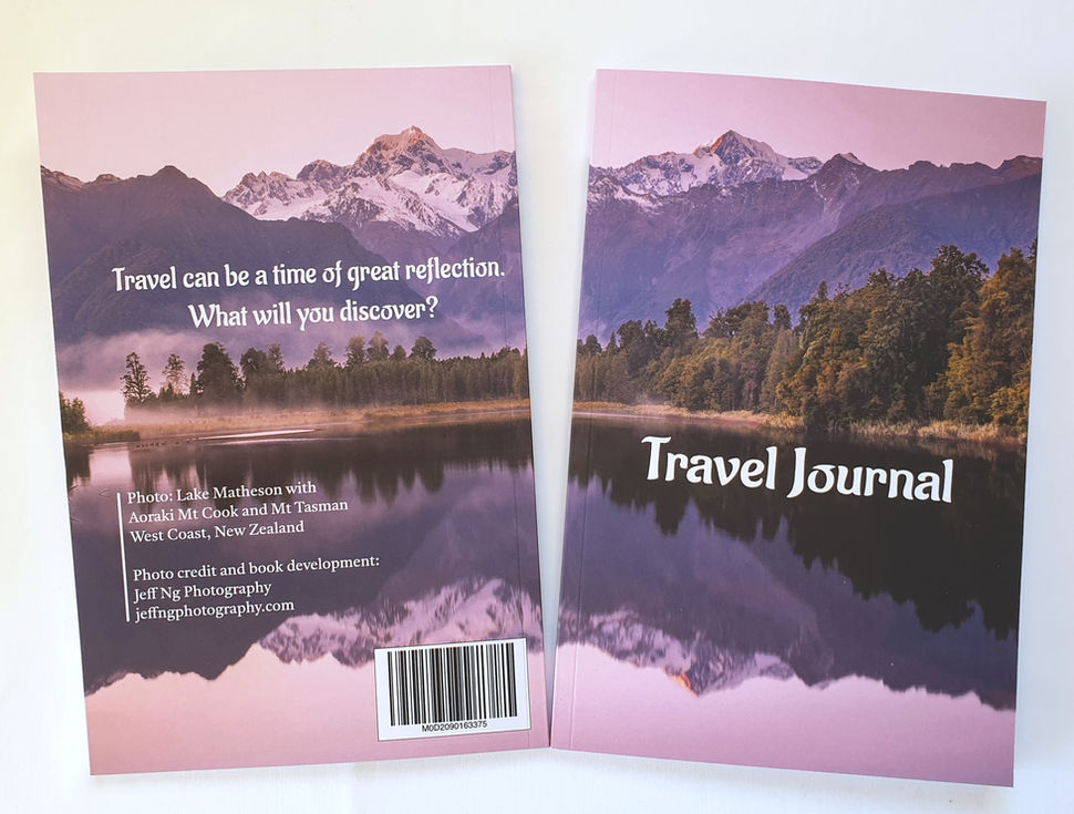 Image of front and back covers of travel journal with selected cover photo