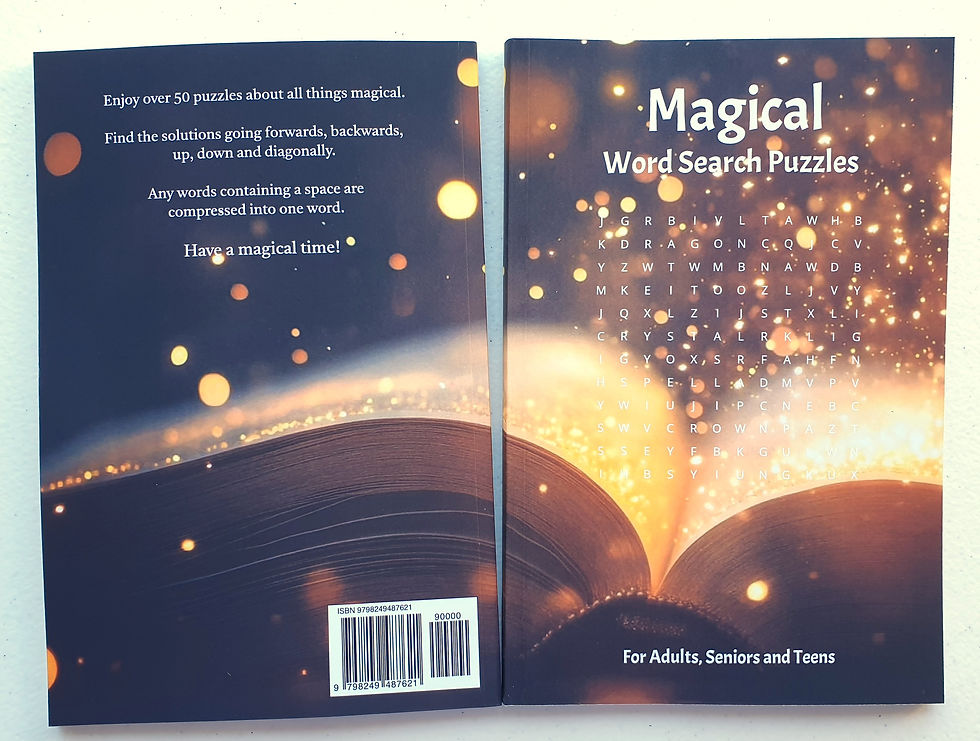 Image of front and back covers of word search puzzle book