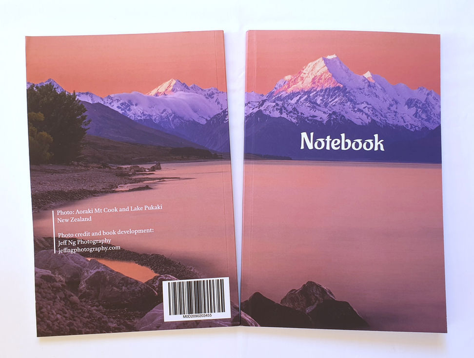 Image of front and back covers of notebook with selected cover photo