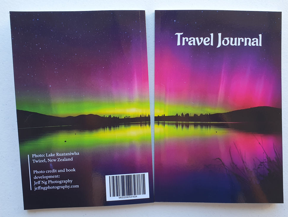 Image of front and back covers of travel journal with selected cover photo