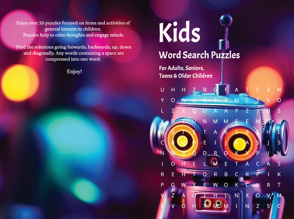 Image of front and back covers of word search puzzle book