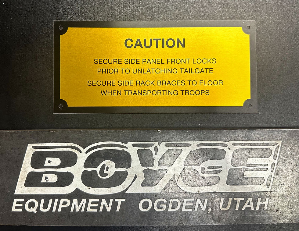 Thumbnail: M Series Cargo Bed Secure Side Panel Caution Data Plate (11608788)