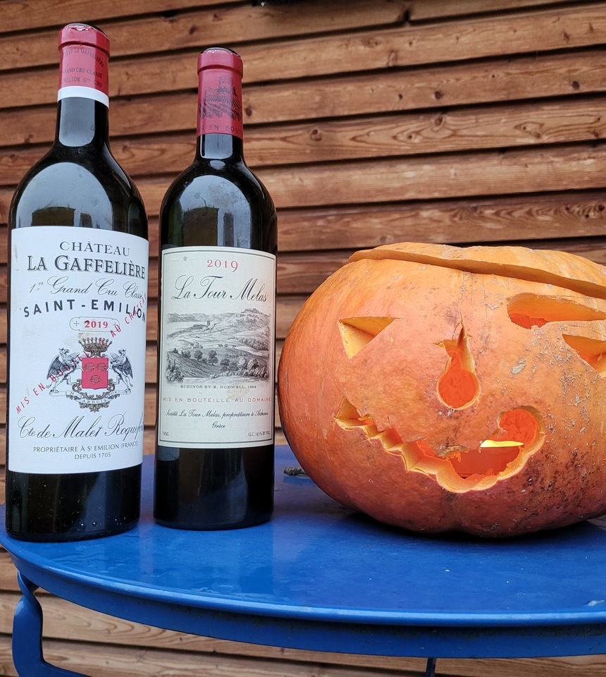 La Tour Melas 2019 and Château La Gaffelière 2019 together, tasted at Halloween 2024