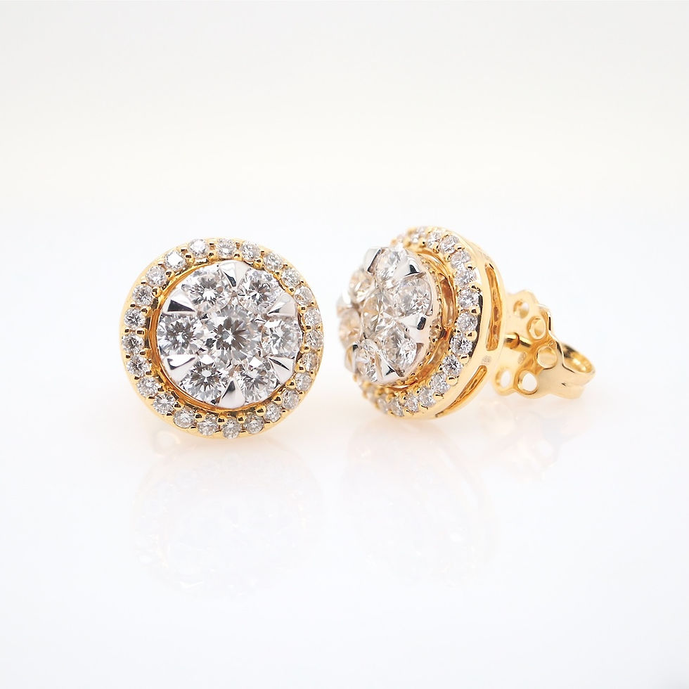 Thumbnail: Extra large diamond cluster halo jacket stud earrings in fine gold, handcrafted fine jewelry