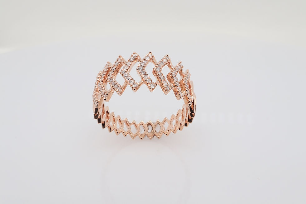 Thumbnail: Chevron pavé diamond ring eternity band shown in three gold tones.