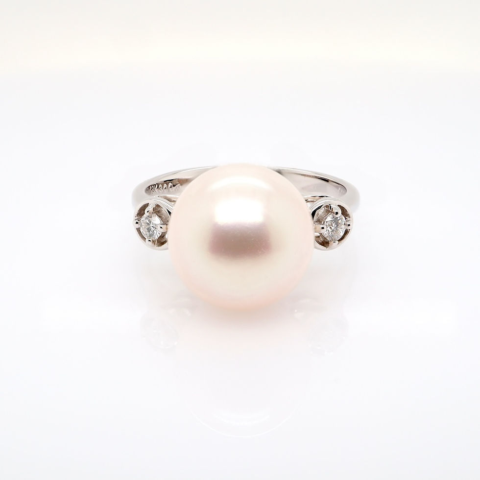 Thumbnail: Pearl diamond ring gold fine jewelry wholesale with center pearl and diamond