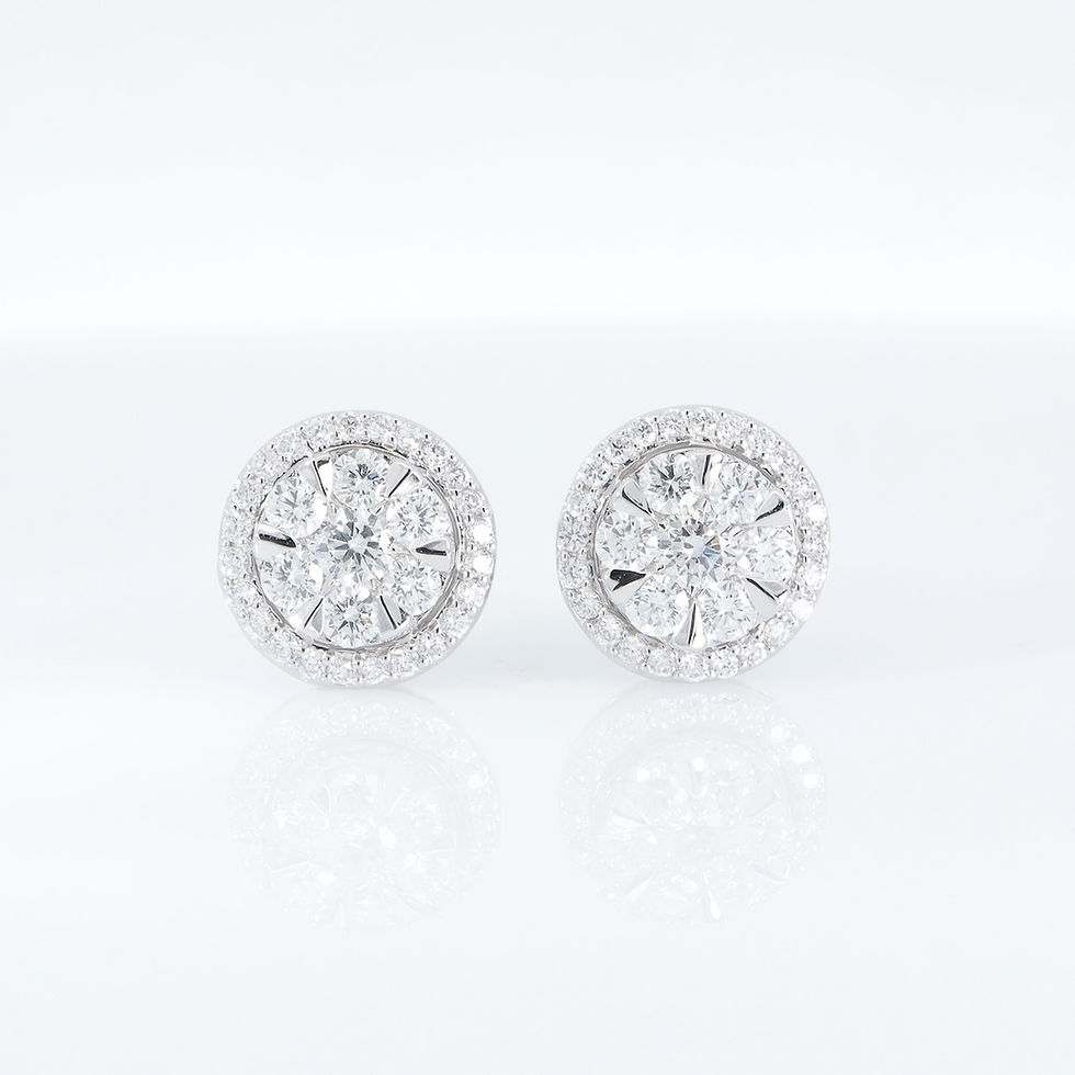 Thumbnail: Extra large diamond cluster halo jacket stud earrings in fine gold, handcrafted fine jewelry
