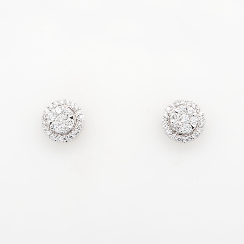 Thumbnail: Diamond cluster halo jacket stud earrings in fine gold, handcrafted fine jewelry