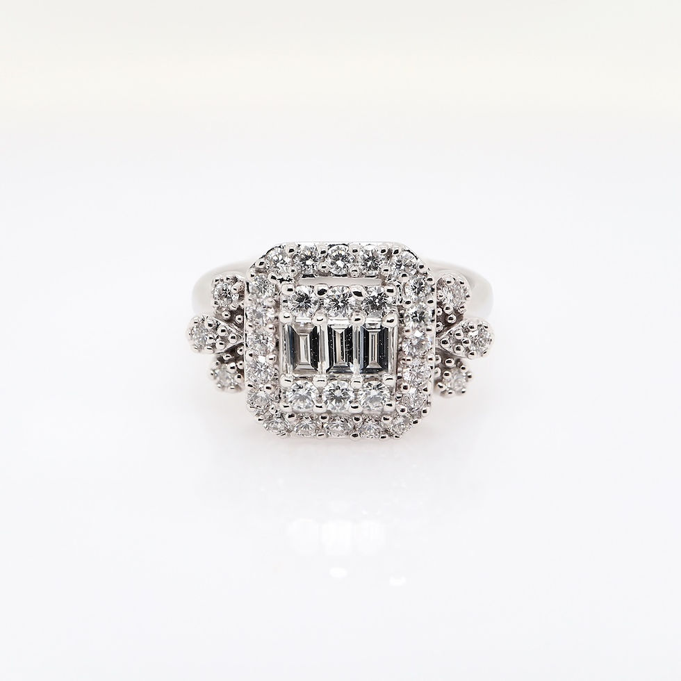 Snowflake statement diamond ring with an illusion cluster, halo, and cluster accents in fine gold.