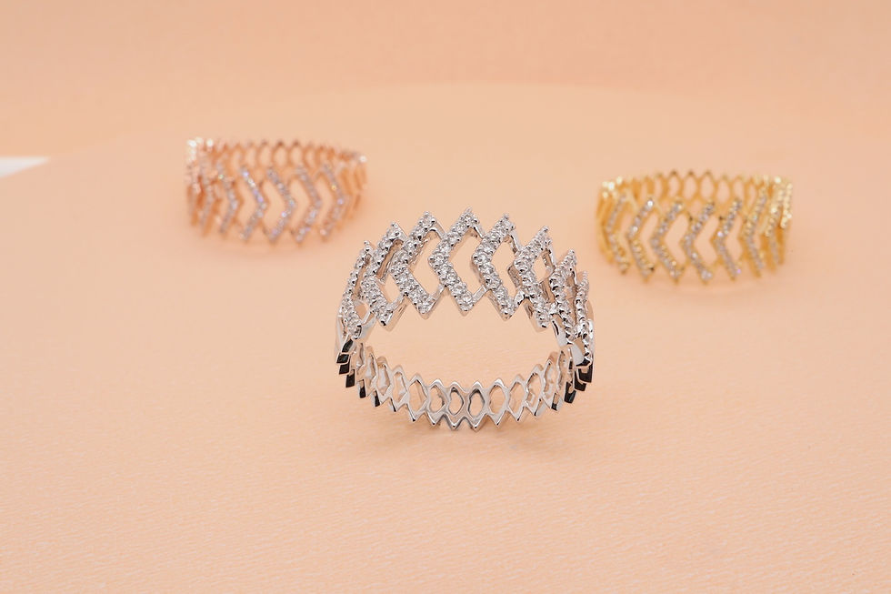 Thumbnail: Chevron pavé diamond ring eternity band shown in three gold tones.