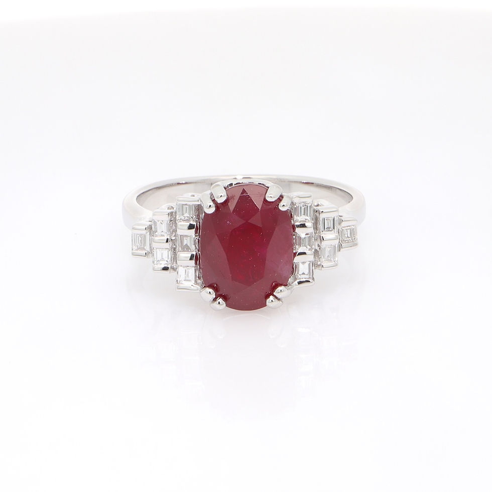 Thumbnail: Graduated baguette diamond engagement ring setting with an Art Deco design in fine gold.