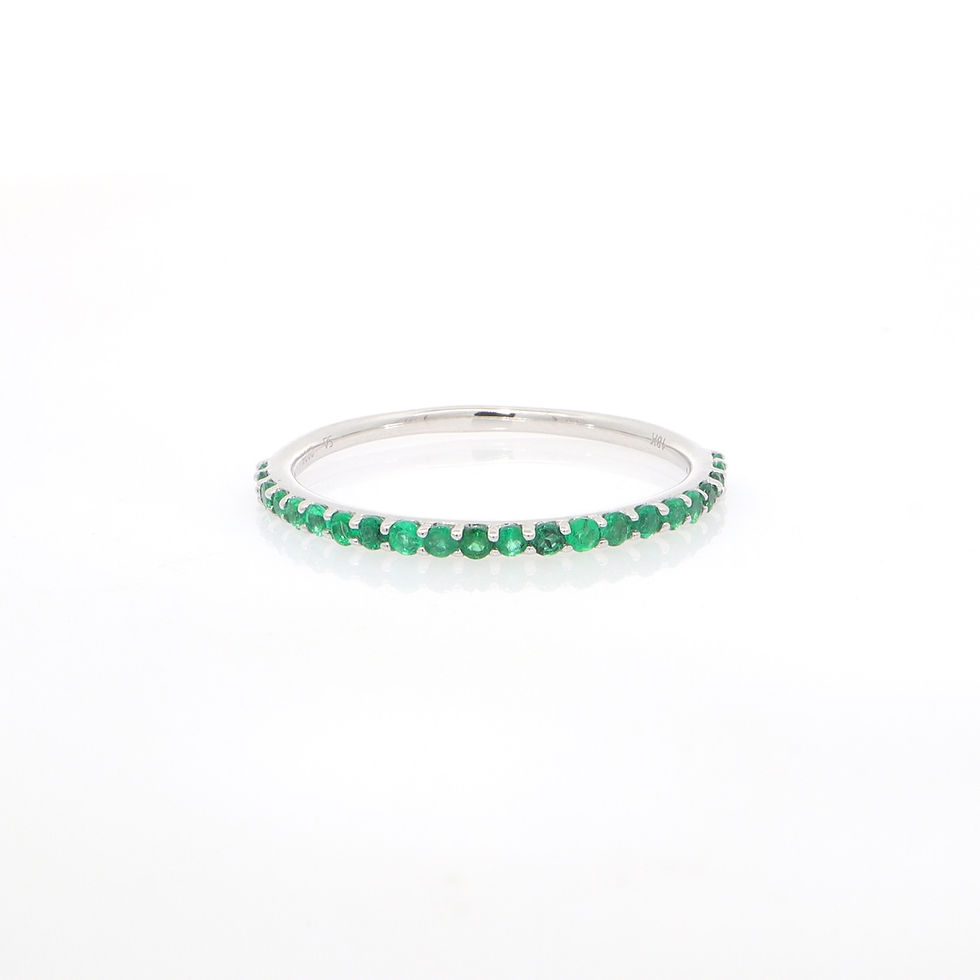 Thumbnail: Delicate pavé diamond ring with a minimalist half eternity design on a thin gold band.