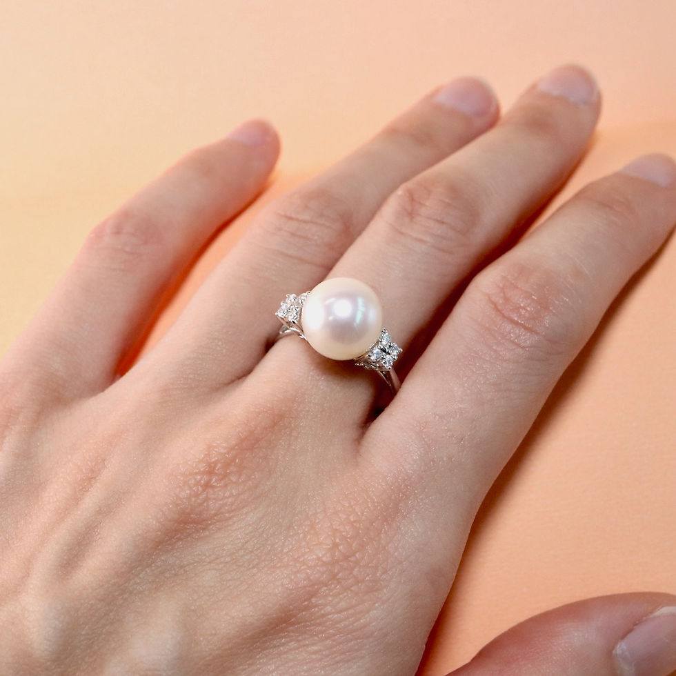 Elegant pearl diamond butterfly ring in gold - wholesale fine jewelry handcrafted by SVS Jewelry Bangkok