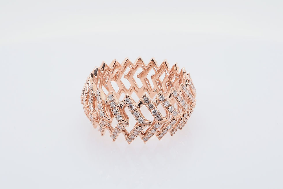 Thumbnail: Zig-zag pavé diamond ring eternity band shown in three gold tones.