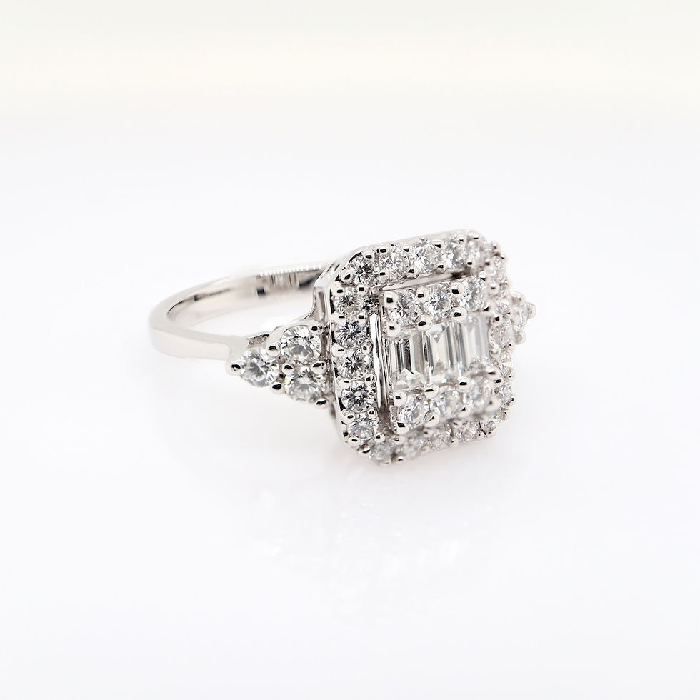 Thumbnail: Art Deco statement diamond ring with an illusion cluster, double halo, and pavé cluster accents.