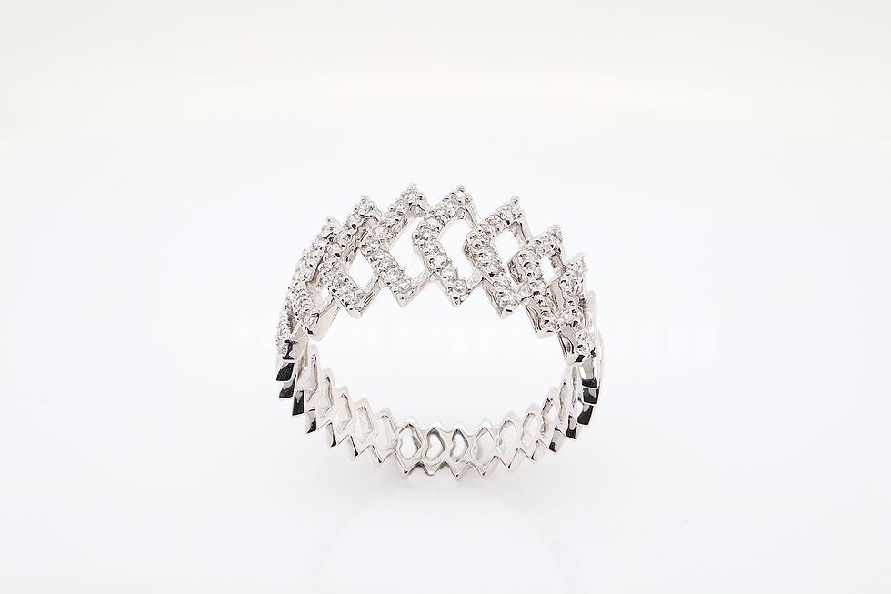 Thumbnail: Chevron pavé diamond ring eternity band shown in three gold tones.