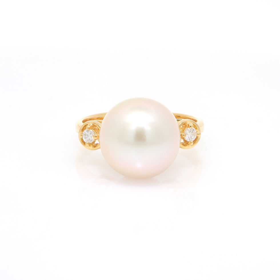 Thumbnail: Pearl diamond ring gold fine jewelry wholesale with center pearl and diamond