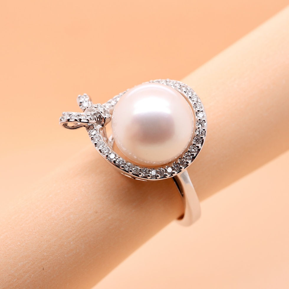 Thumbnail: Custom gold pearl diamond ring, wholesale fine jewelry.