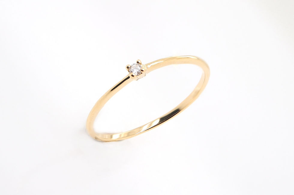 Thumbnail: Classic solitaire diamond ring in fine gold with minimalist band design