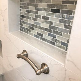 porcelain tile shower niche bathroom remodel