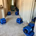 Air movers and dehumidifier set up inside Allen TX home to speed up drying after water damage