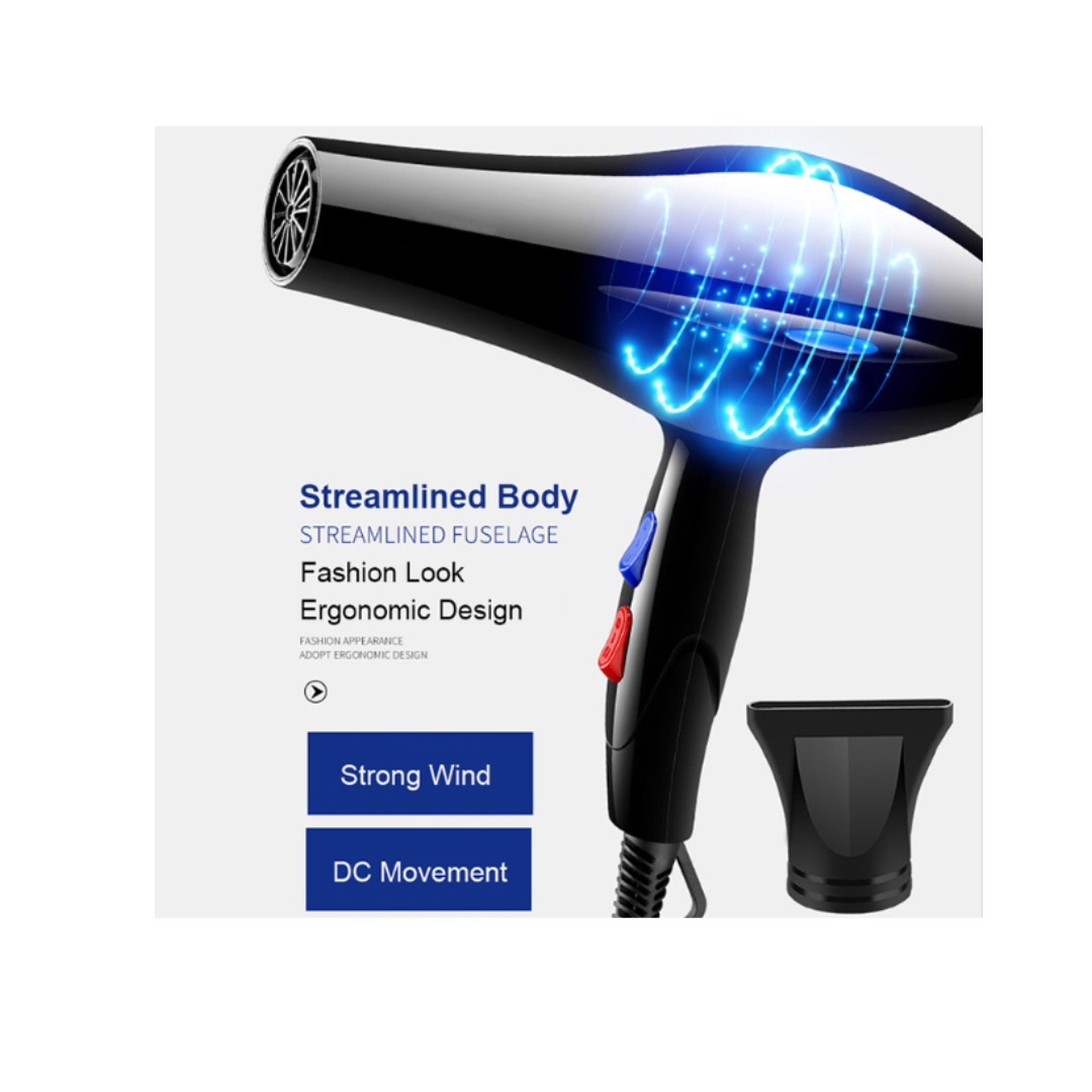 Professional hair dryer with powerful fast-drying hot and cool air