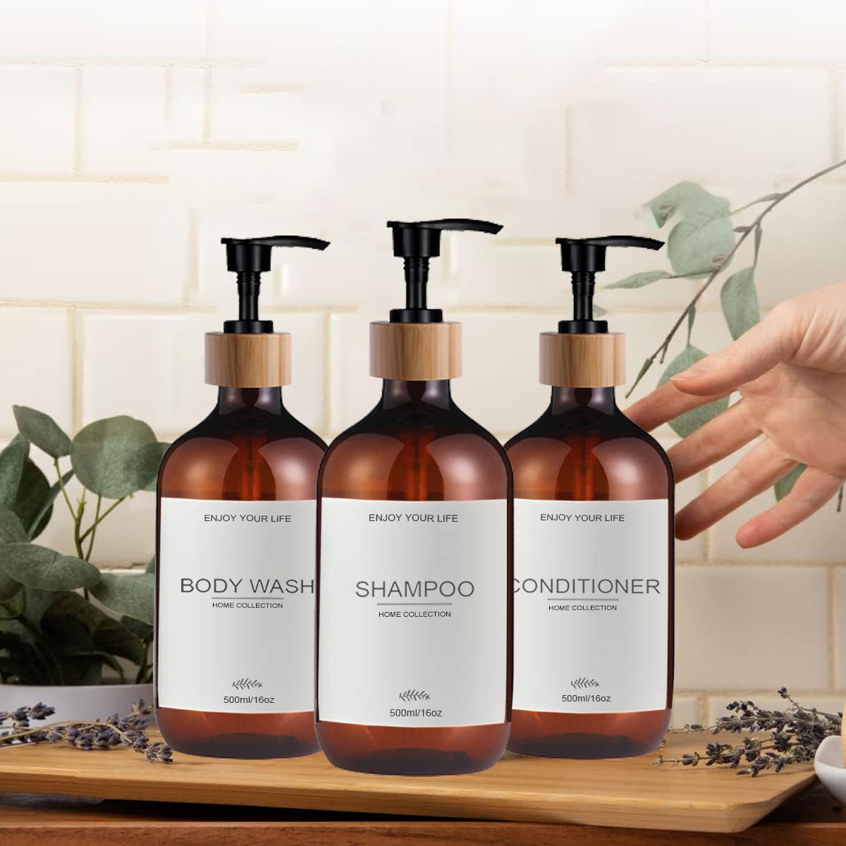 500ml Shampoo and Conditioner Bottles Dispenser 3 Pack Soap Shampoo Dispenser Bo