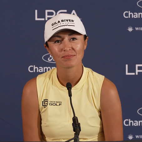 Professional golfer Gabby Barker during a press conference ahead of 2025 Ford Championship