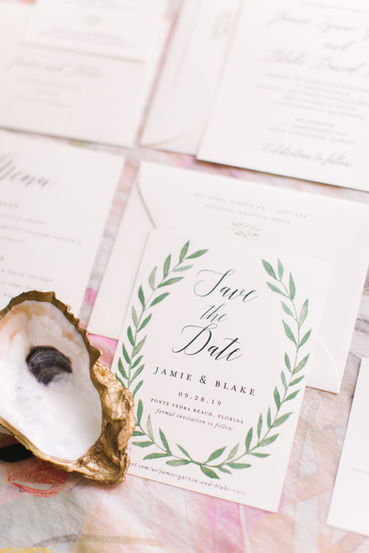Rustic Save the Date | Leaves | Greenery | Eucalyptus | Paper Daisies