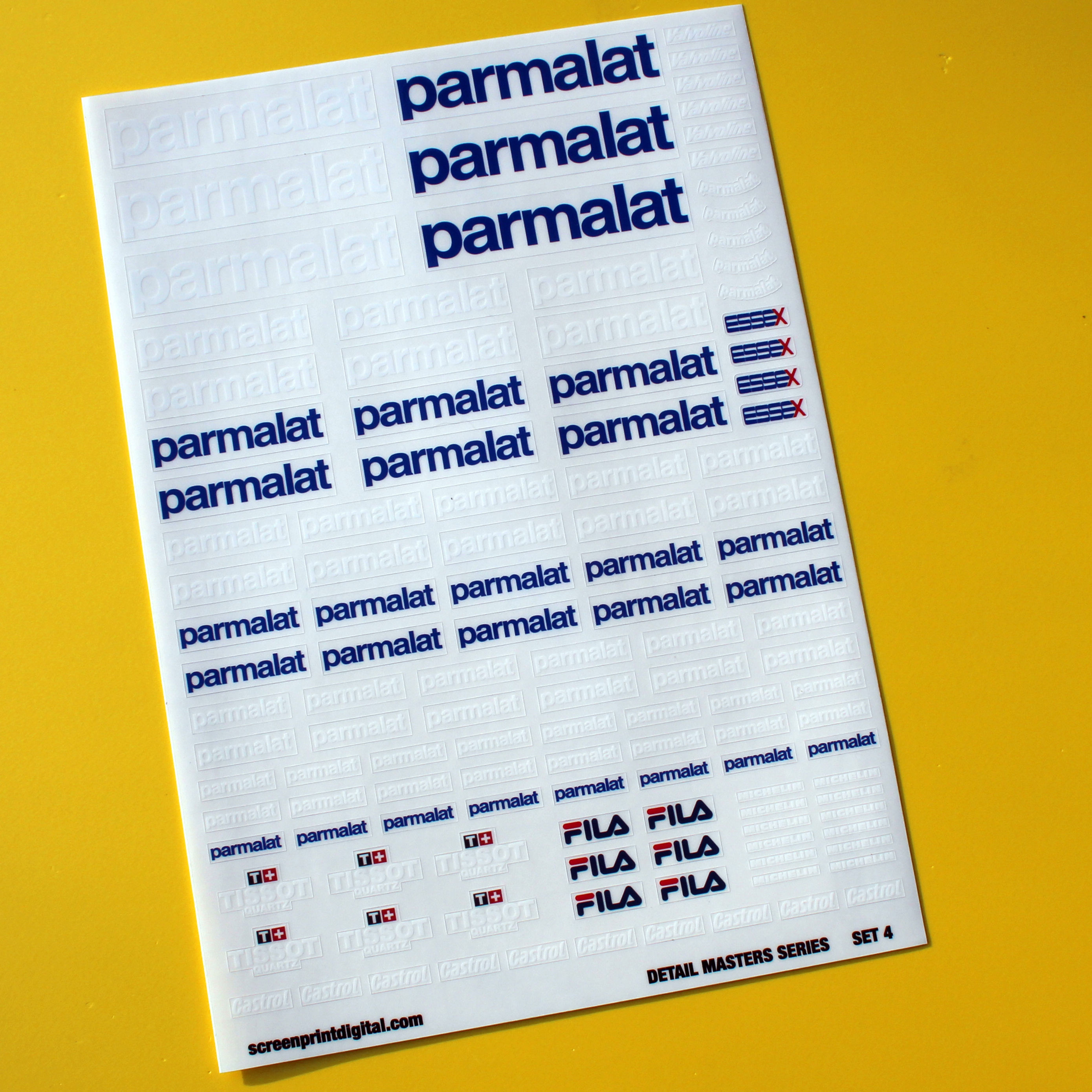 RC 10th 1:10 scale PARMALAT Sponsor 'Vintage Classic Race Rally' stickers SET 4