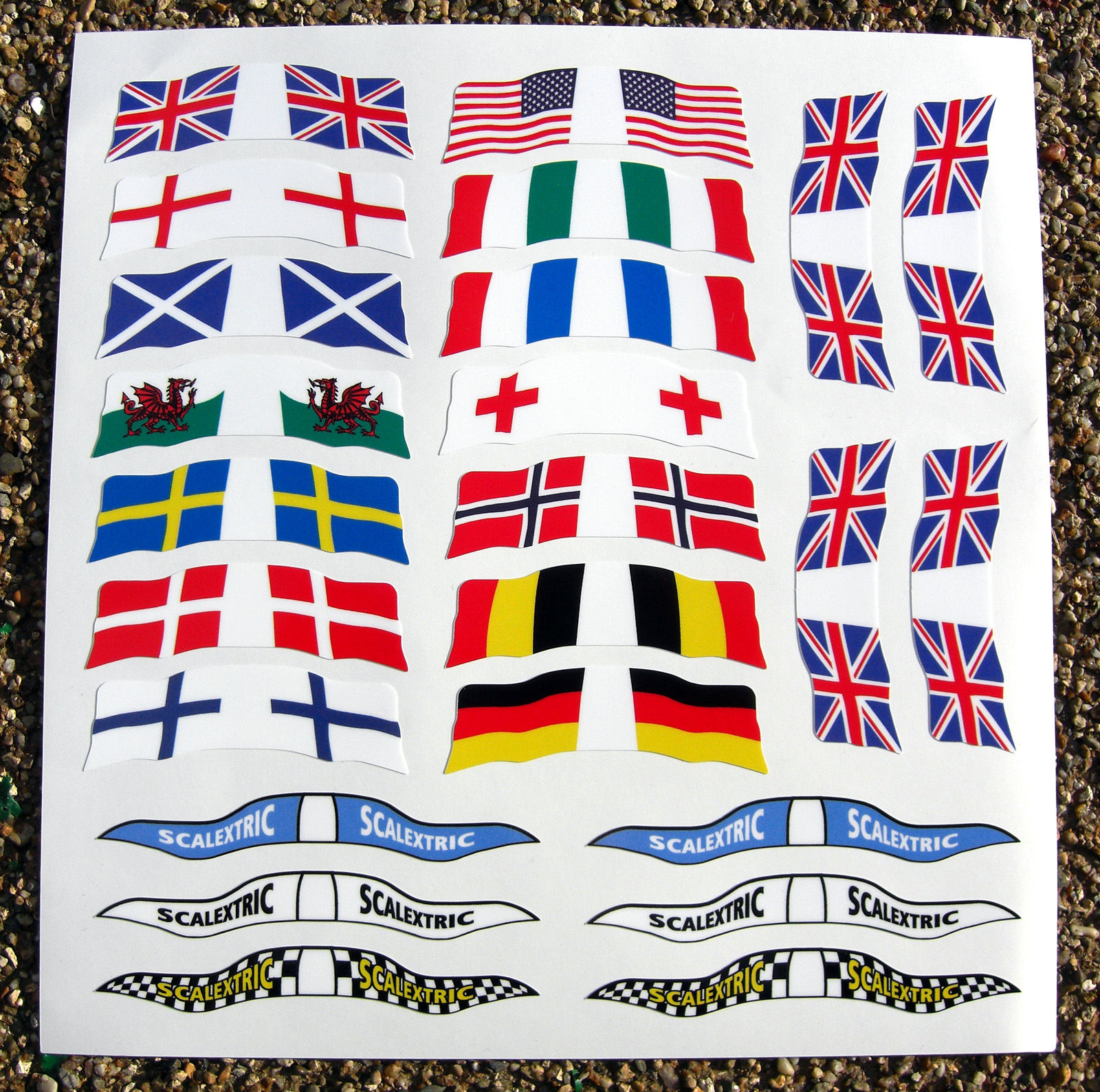 SLOT CAR SCALEXTRIC SCX 1/32nd vintage retro WORLD FLAGS stickers decals