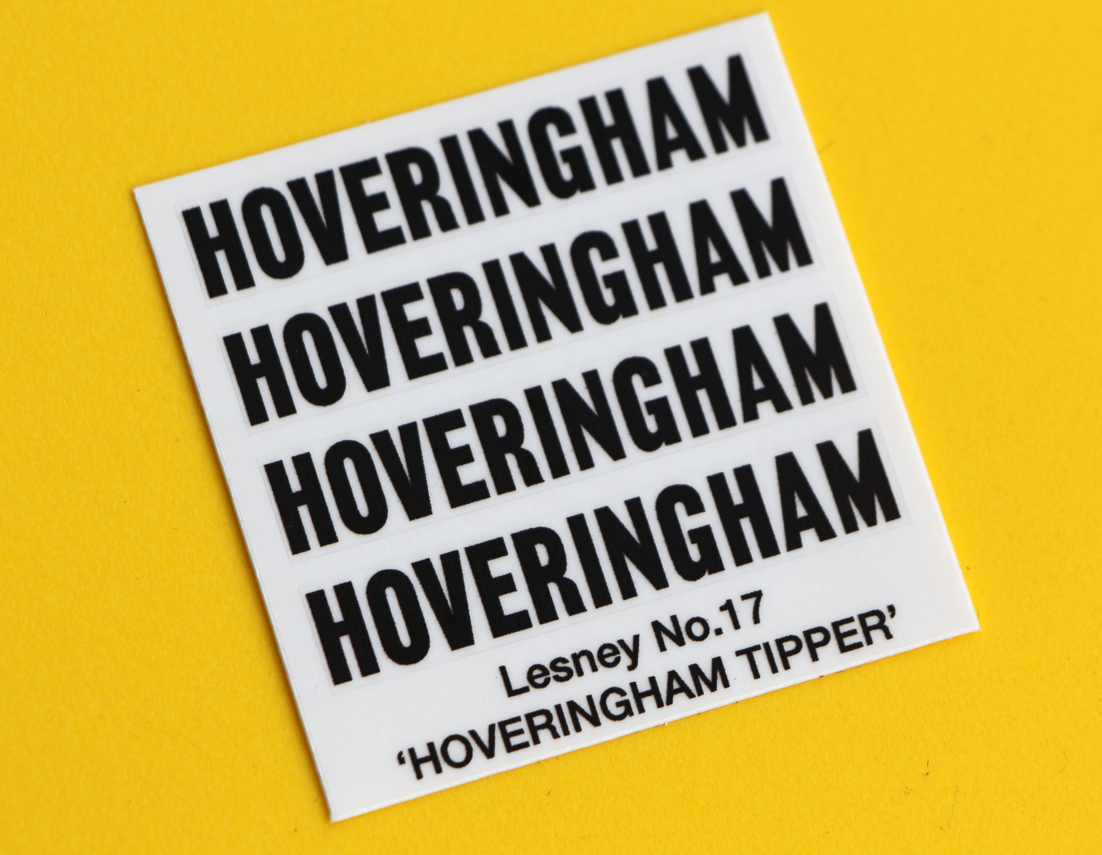 Lesney No.17 HOVERINGHAM TIPPER replacement sticker decal set