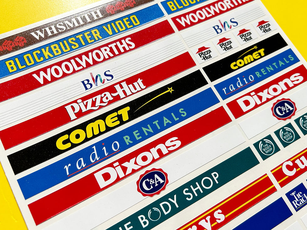 Thumbnail: Model Railway OO GAUGE '1980's High Street Shops' signage stickers decals