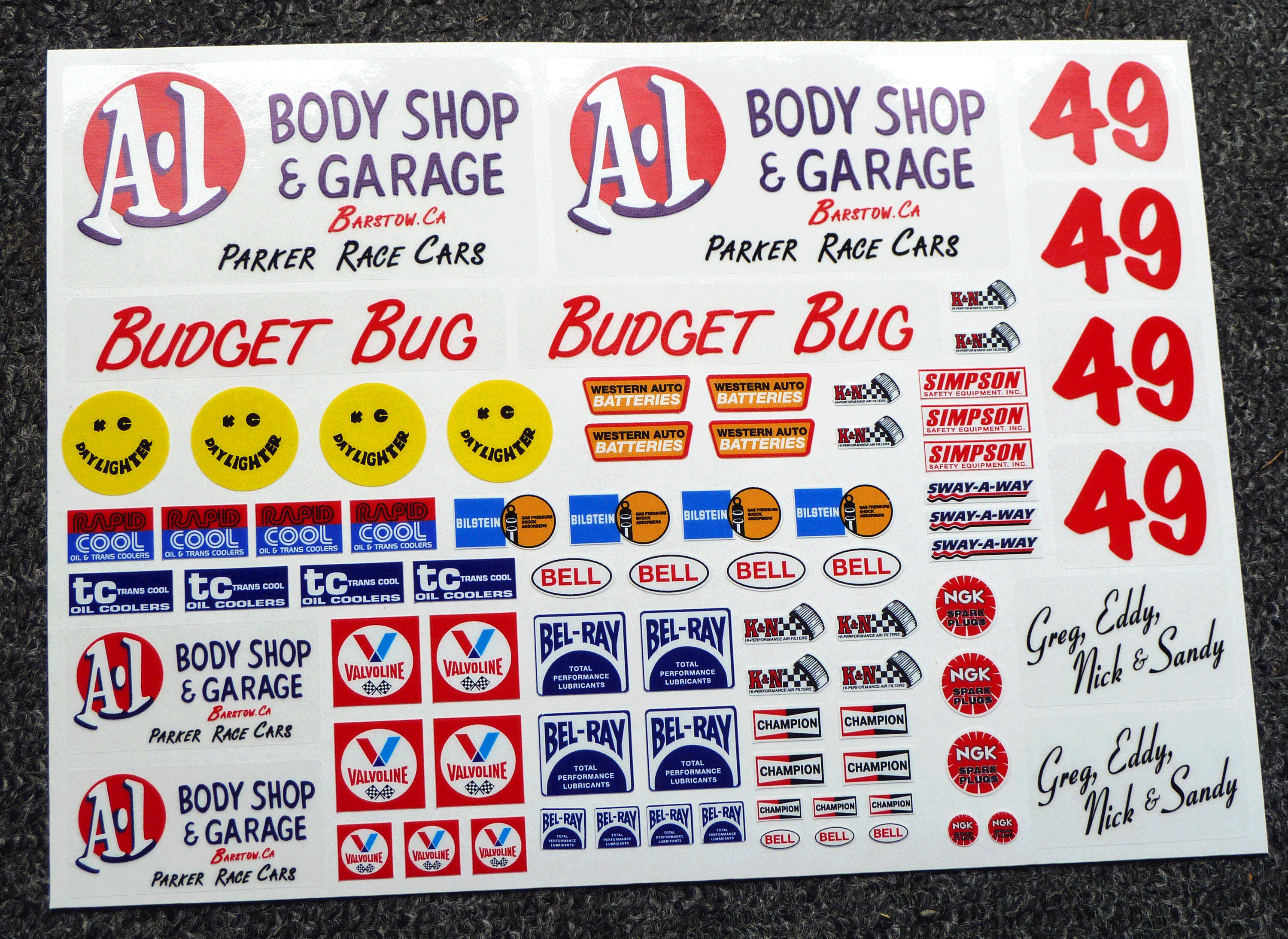 RC Vintage retro 'BUDGET BUG' Decals stickers Rough Rider BAJA Scorcher