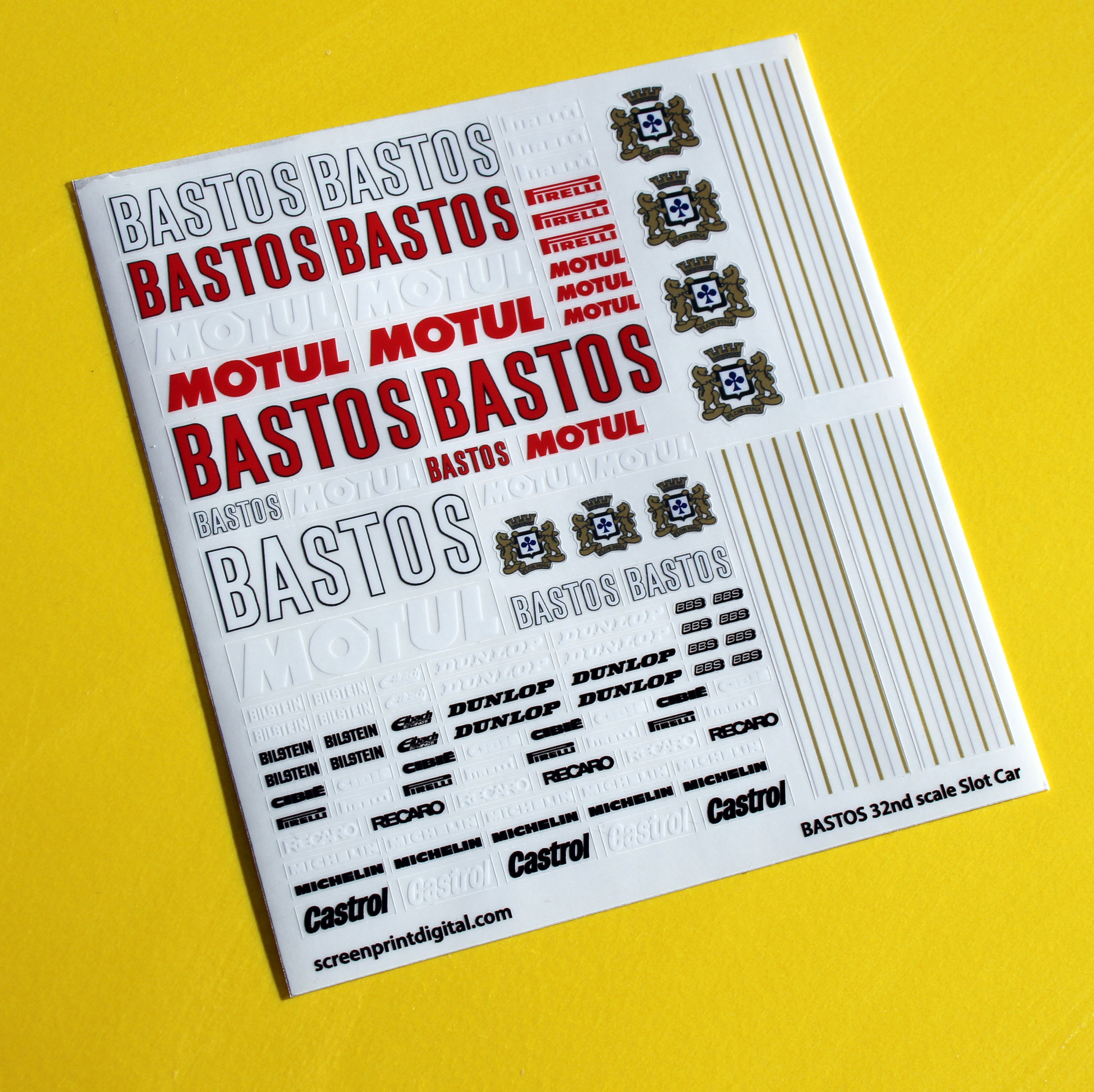 SLOT CAR SCALEXTRIC 1/32nd 'BASTOS' Rally Race car sponsor stickers decals 1:32