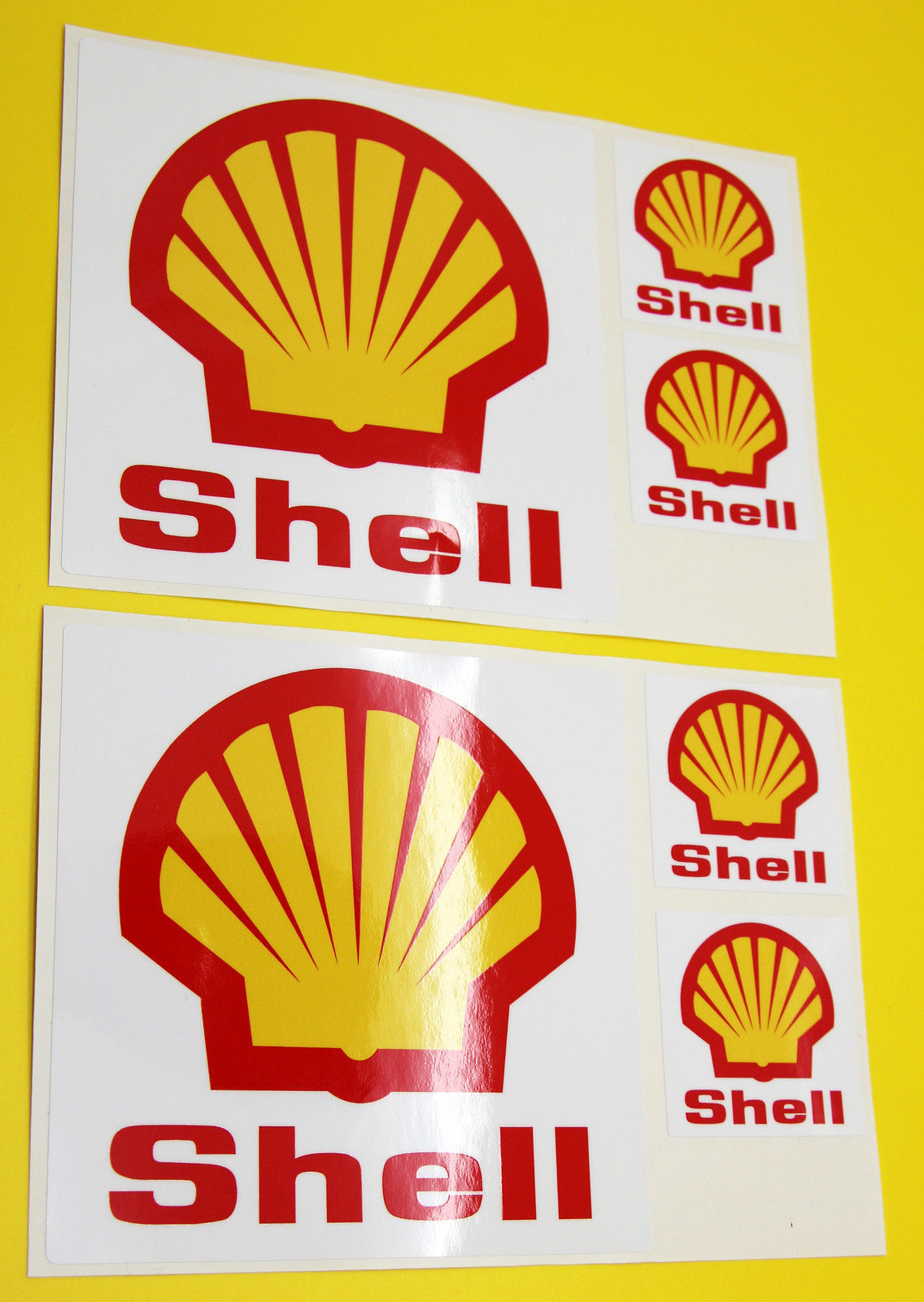 Classic Car Rally/Race SHELL sticker set 2 large 4 small GLOSS LAMINATED