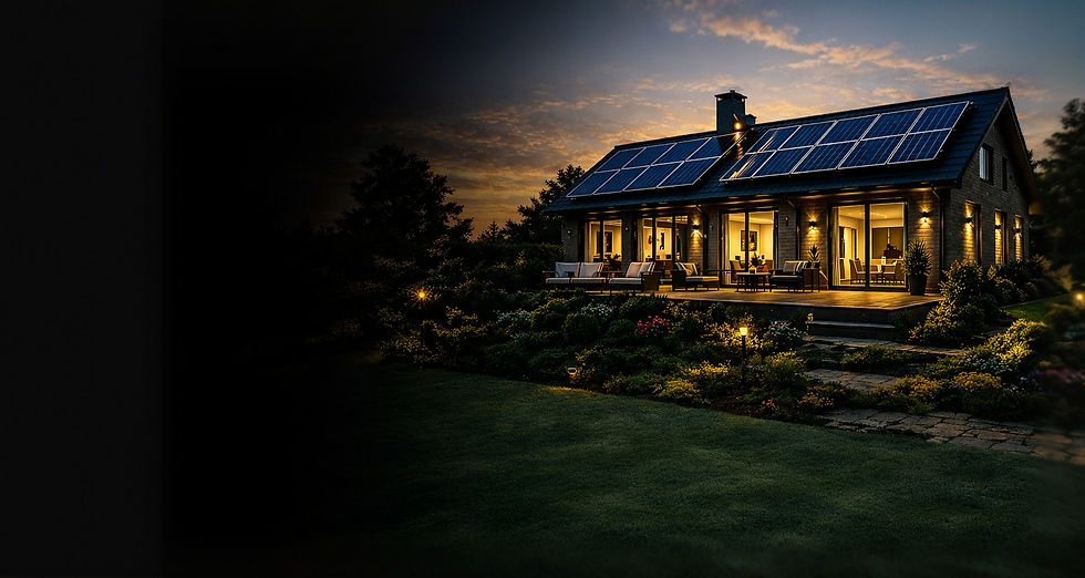 Eco‑friendly house with solar panels promoting fast, accredited EPC and Retrofit Assessments in London and Essex.