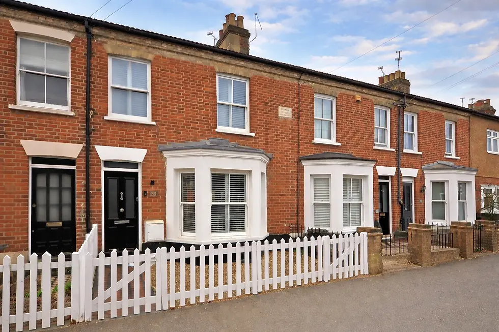 Row of traditional terraced houses in Brentwood representing typical local property types assessplus provides Energy Performance Certificates for.