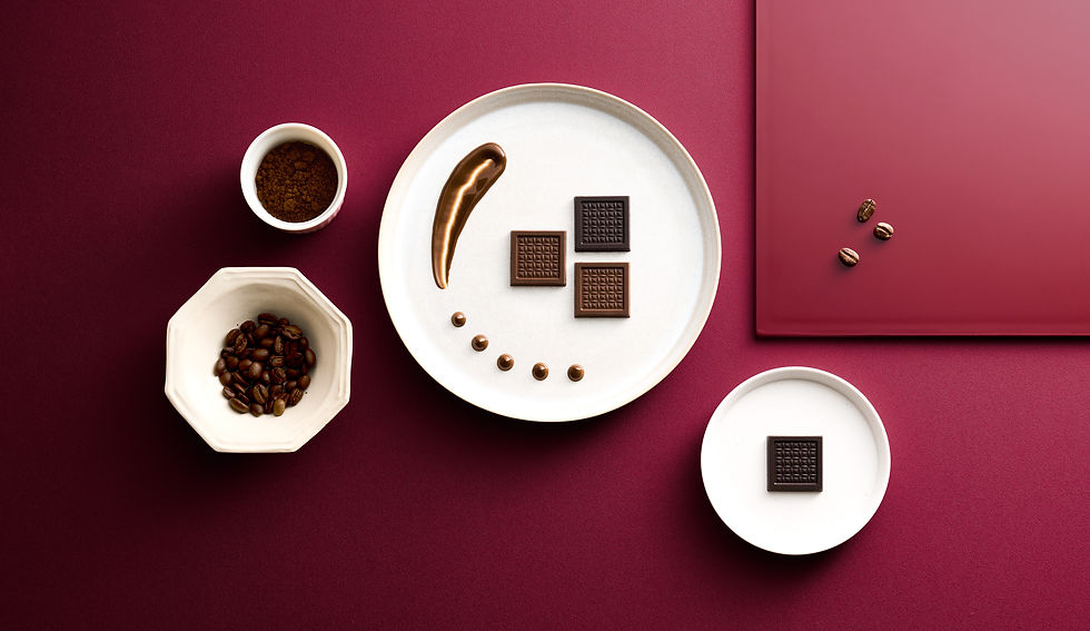 Creative dessert plating with Mokable edible coffee for inspiration