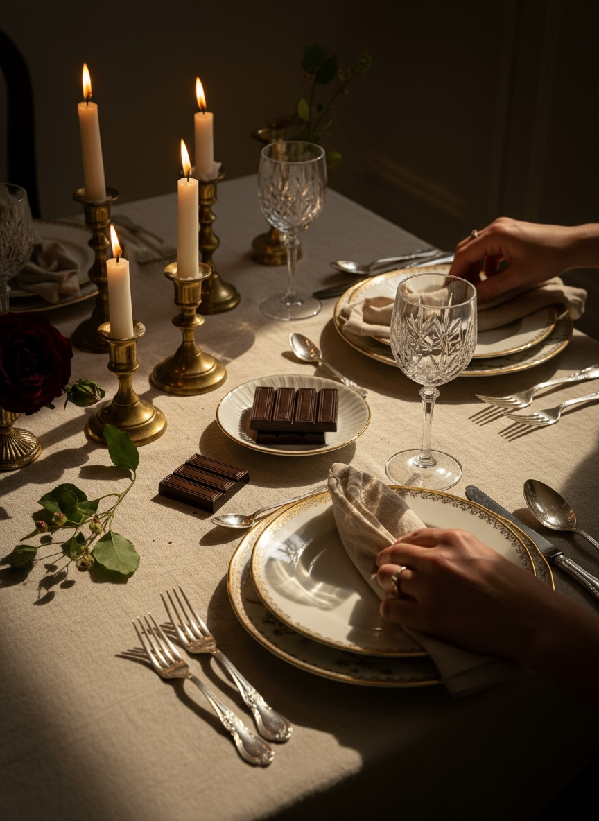 Mokable edible coffee served in an elegant dining setting with champagne, offering a refined dessert pairing inspiration.
