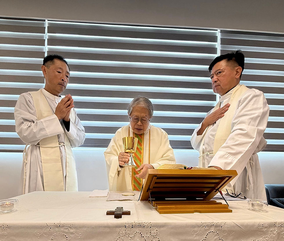 RCHK Centre's Opening Mass - Rev. Fr. Lawrence Lee, Chancellor of the Catholic Diocese of Hong Kong, celebrating our Centre's Opening Mass, with Fr. Joseph Tham and Fr. Marco Cho