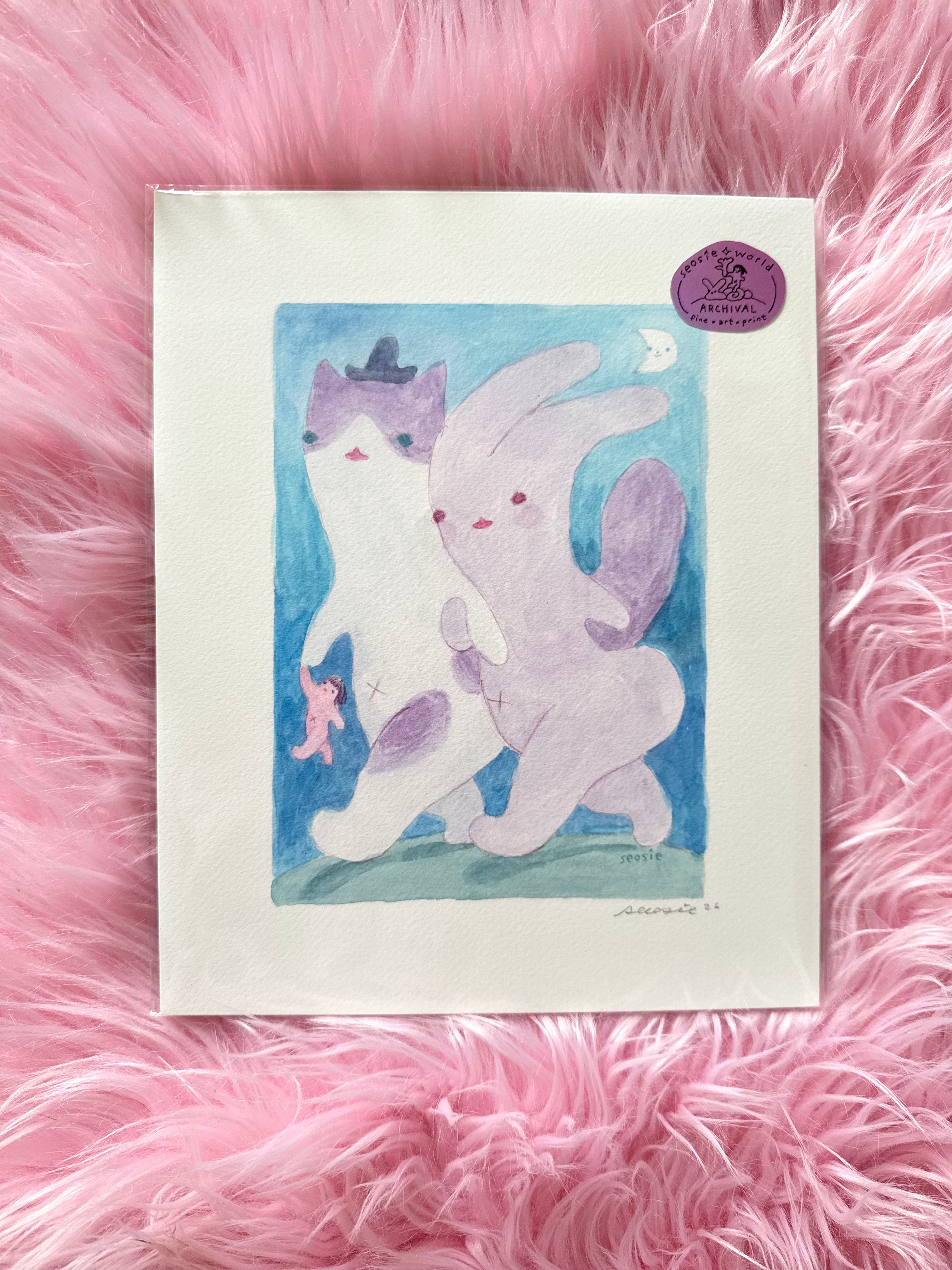 Bunnycat Dreamlands 2/5 - Evening Stroll - PRINT 
