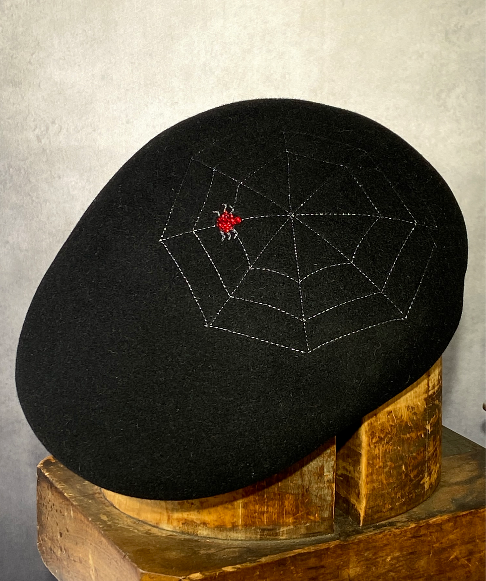 Black Flat Cap w Red Spider_edited