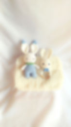 Thumbnail: Handmade Crochet Bunny & Wooden Baby Rattle Gift Set