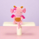Thumbnail: Front view of a pink axolotl with smiling face, blushing cheeks, and cute gills, white minimalist background.