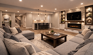 finished basement family room renovation in Edmonton